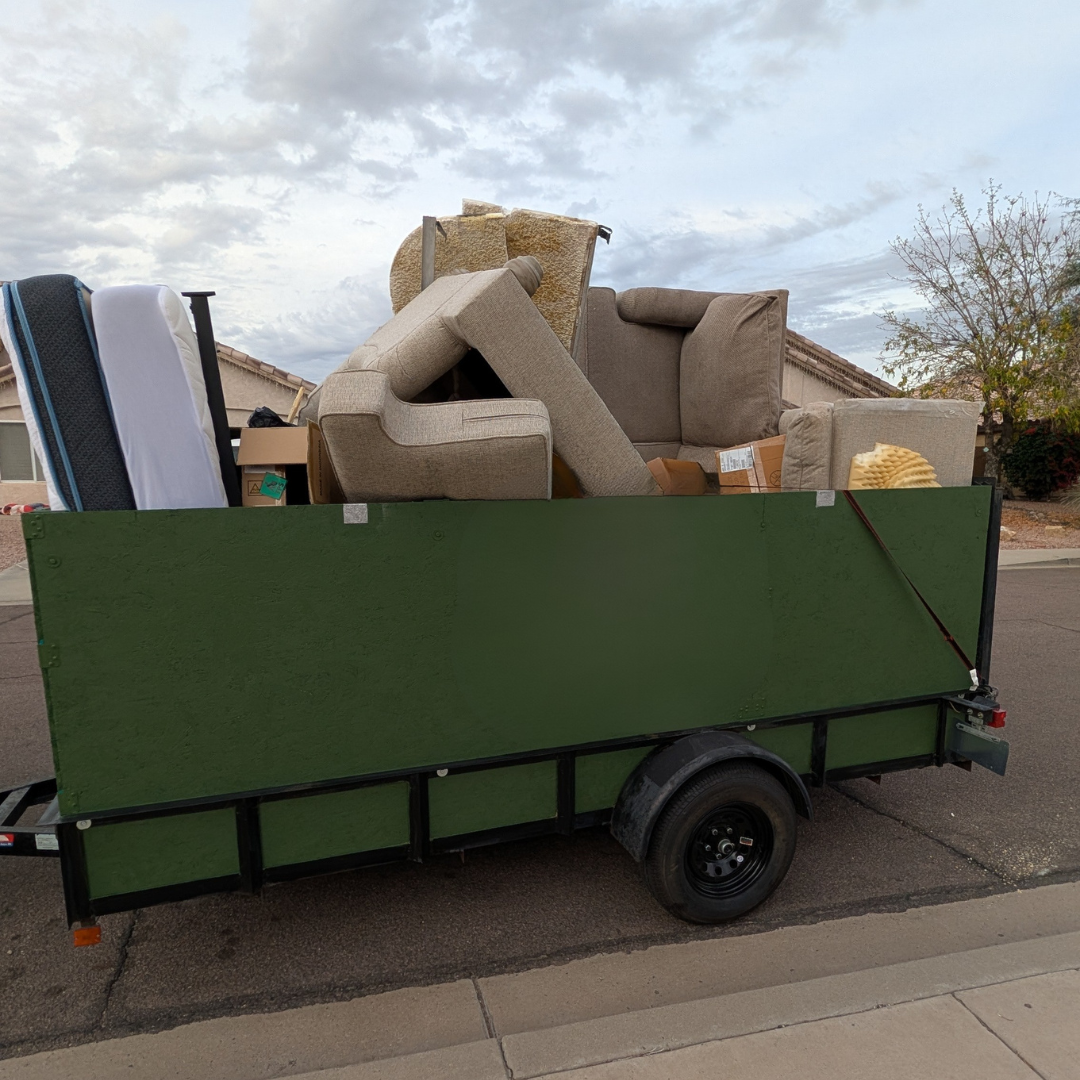 Reset Junk Removal trailer loaded for a North Glendale Arizona cleanup
