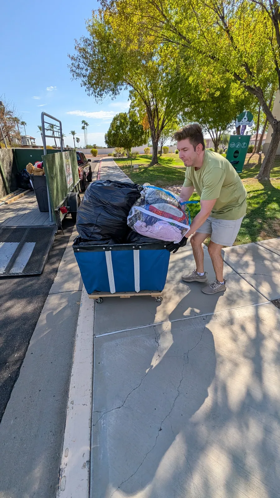 Furniture and household items moved by bin to the trailer in Sun City