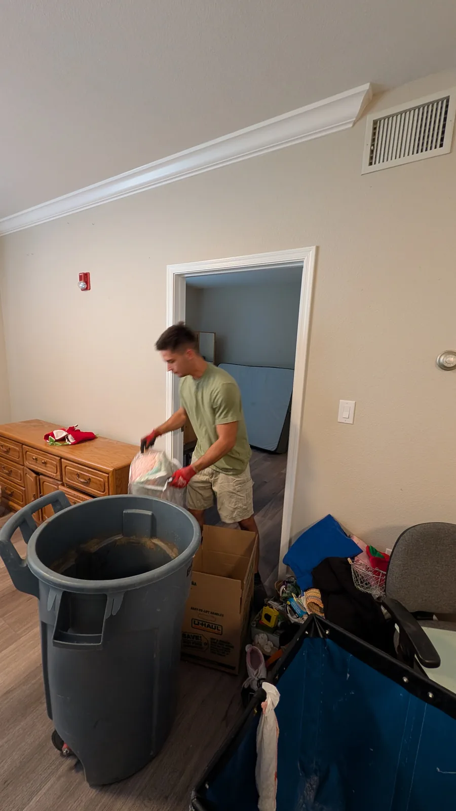 Household items being removed from an apartment-style residence in Sun City