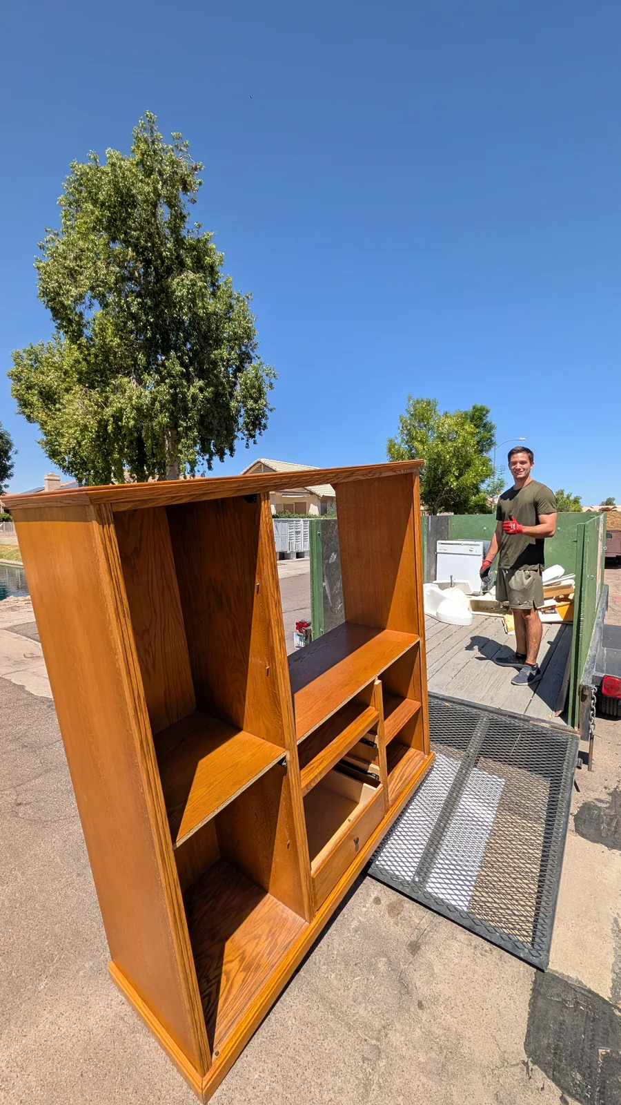 Entertainment center positioned at the Reset trailer in Peoria