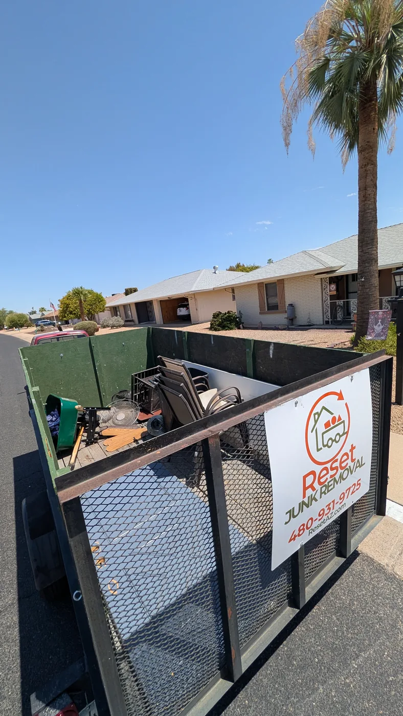 Furniture loaded in a Reset Junk Removal trailer in Peoria