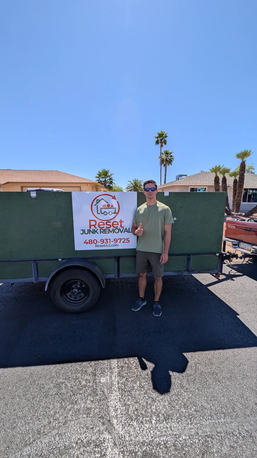 Trailer loaded with garage renovation debris after a Sun City pickup