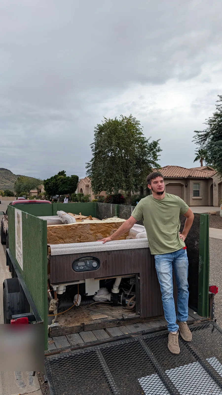 Dismantled hot tub loaded in the Reset trailer in North Phoenix