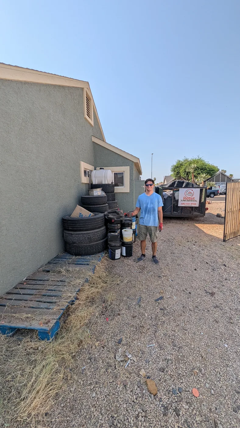Mixed household junk at a Peoria cleanup site